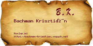 Bachman Krisztián névjegykártya